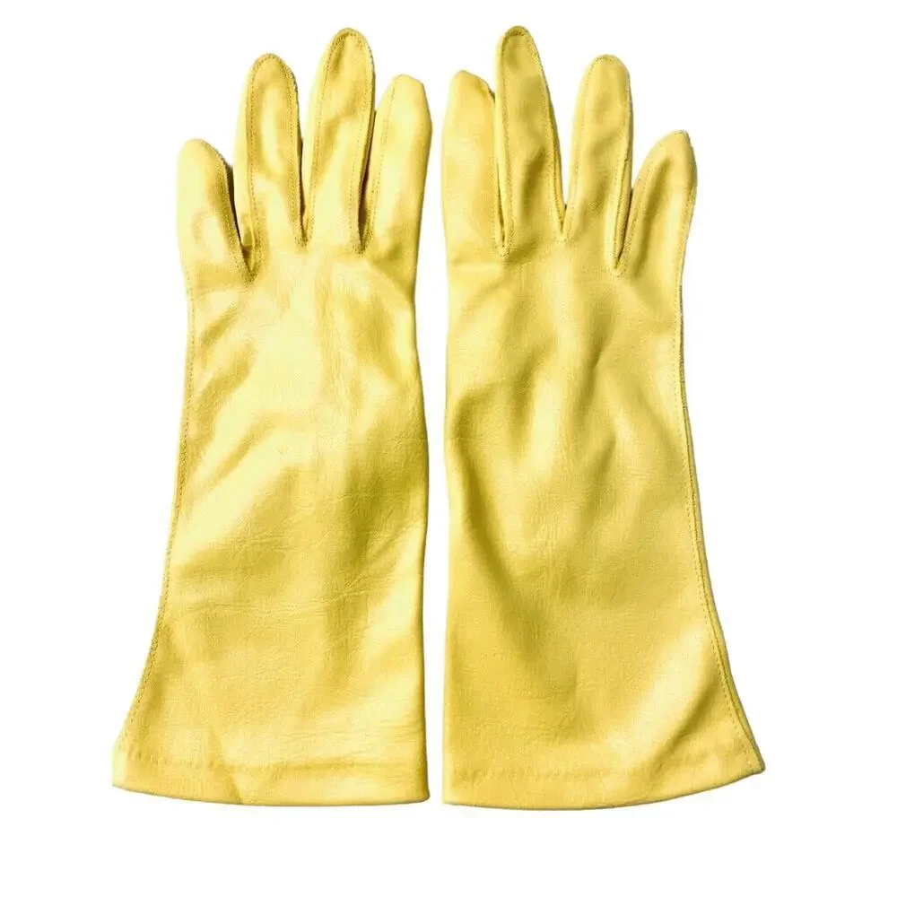 Vintage VAN RAALTE Canary Yellow women's gloves Wrist Length O/S 1960s